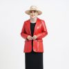 Jaket Kulit Wanita Model Blazer Warna Merah - Jaket Kulit Kode JKT010