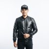 Jaket Kulit Pria Model Bomber Warna Hitam - Jaket Kulit Lextur Kode JKT011