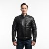 Jaket Kulit Pria Model Biker Warna Hitam - Jaket Kulit Kode JKT002