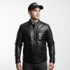 Jaket Kulit Pria Model Biker Warna Hitam - Jaket Kulit Kode JKT003