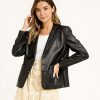 Jaket Kulit Wanita Model Blazer Warna Hitam – Jaket Kulit Wanita Kode JKT036