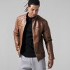 Jaket Kulit Pria Model Biker Warna Coklat Vintage – Jaket Kulit Pria Kode JKT030