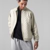 Jaket Kulit Pria Model Bomber Motif Kotak-Kotak Warna Putih – Jaket Kulit Pria Kode JKT037