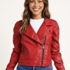 Jaket Kulit Wanita Model Ramonese Warna Merah – Jaket Kulit Wanita Kode JKT022