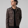 Jaket Kulit Pria Model Safari Warna Coklat - Jaket Kulit Pria Kode JKT041