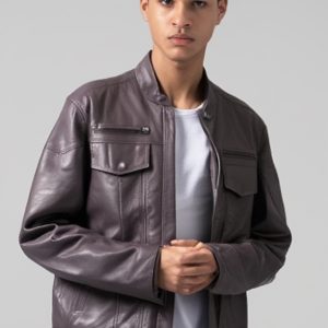 Jaket Kulit Pria Model Jaket Kulit Kasual - Jaket Kulit Pria Kode JKT040