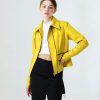 Jaket Kulit Wanita Model Blazer Warna Kuning – Jaket Kulit Pria Kode JKT017